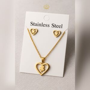Clover Heart Pendant Chain Set