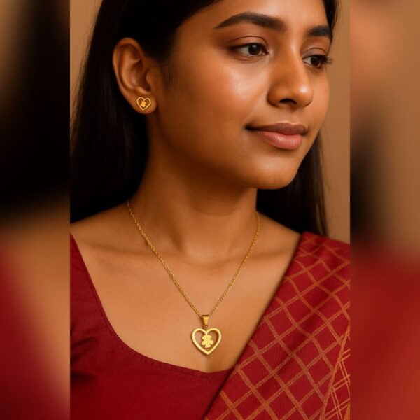 Clover Heart Pendant Chain Set - Image 2