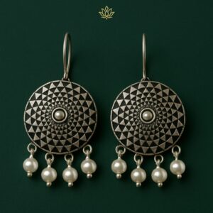 Geometric Circle Oxidised Earrings