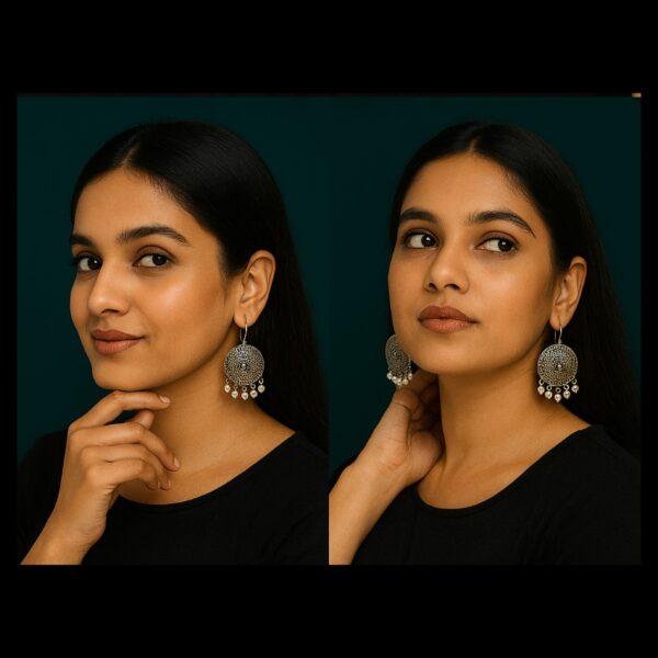 Geometric Circle Oxidised Earrings - Image 3