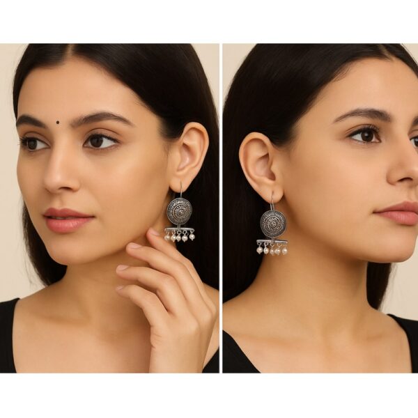 Round Dome Oxidised Earrings - Image 3