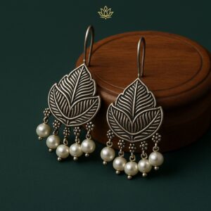 Leaf Design Oxidised Earrings