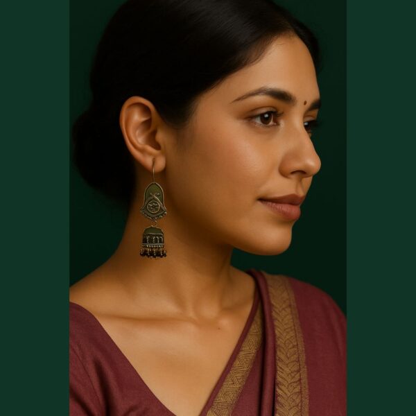 Green Traditional Jhumka - Image 2